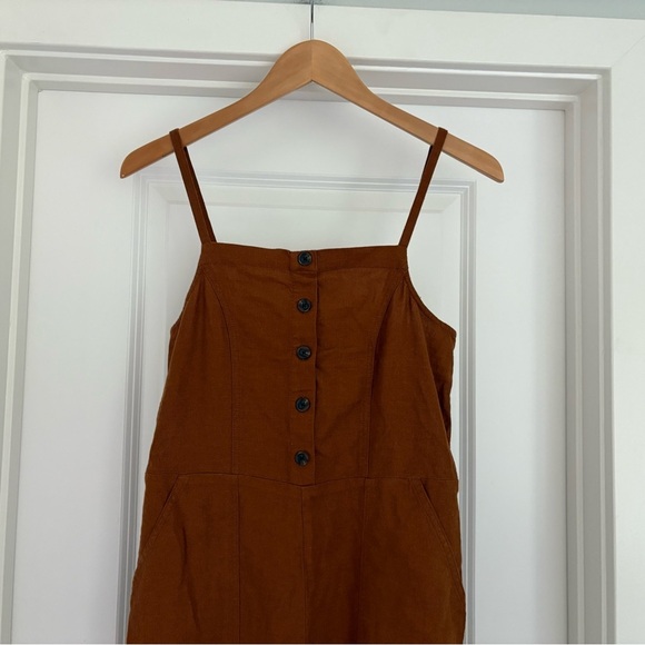 NWT Old Navy Linen Blend Faux Button Front Wide Leg Jumpsuit Small Tall - Picture 3 of 9